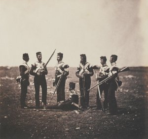 Hombres del 68º Regimiento de Infantería (Infantería Ligera) de Durham, de un álbum de 52 fotografías asociadas con la Guerra de Crimea, 1855 de Roger Fenton